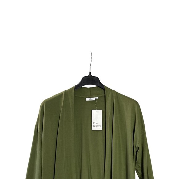 Kim Rogers Open Front Cardigan Olive Green Bell Sleeve Size M New - Picture 2 of 8